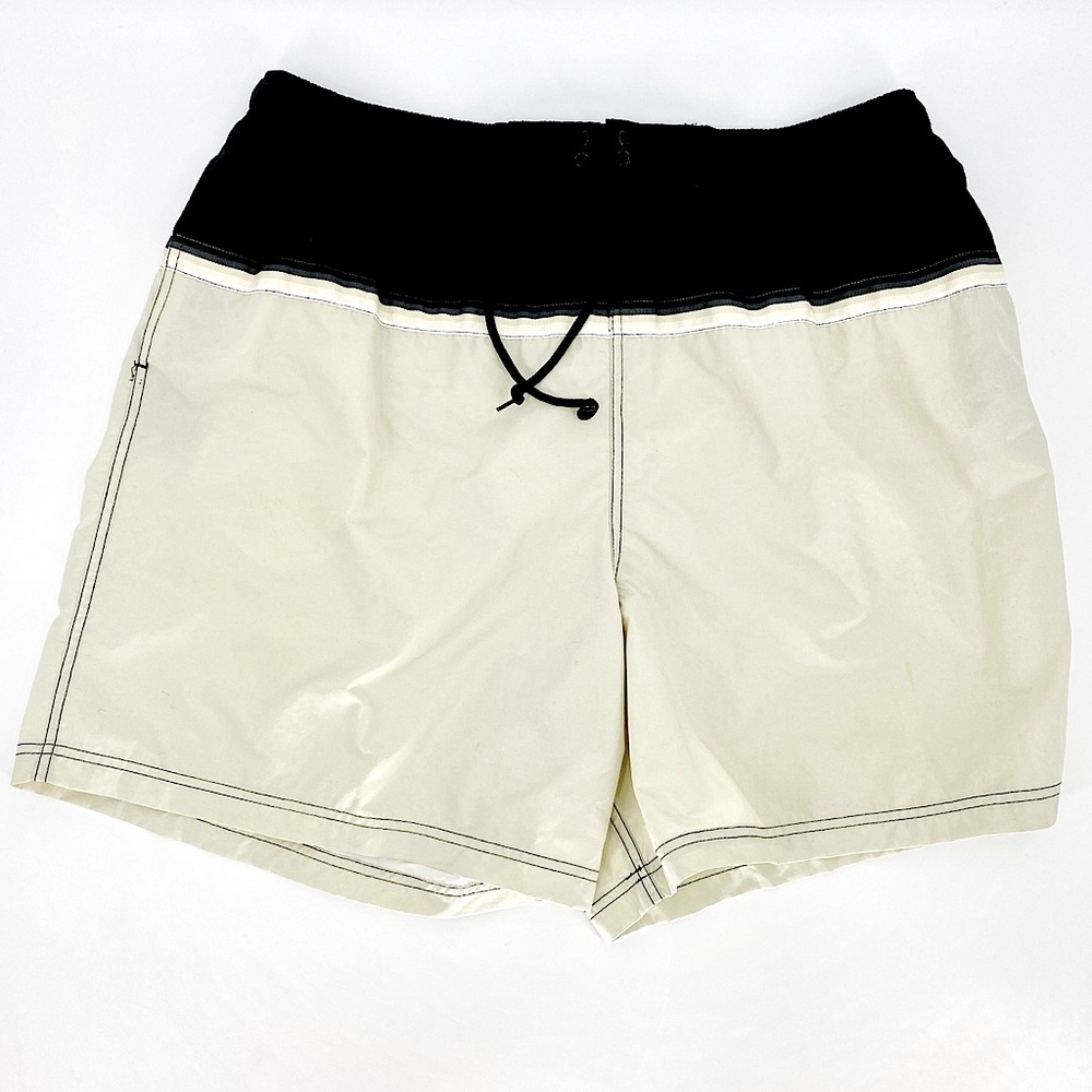 ISLANDER Cream, Blk, Pockets, Money Pocket Swim Trunks-Size XL